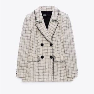 Zara DOUBLE BREASTED TEXTURED WEAVE JACKET